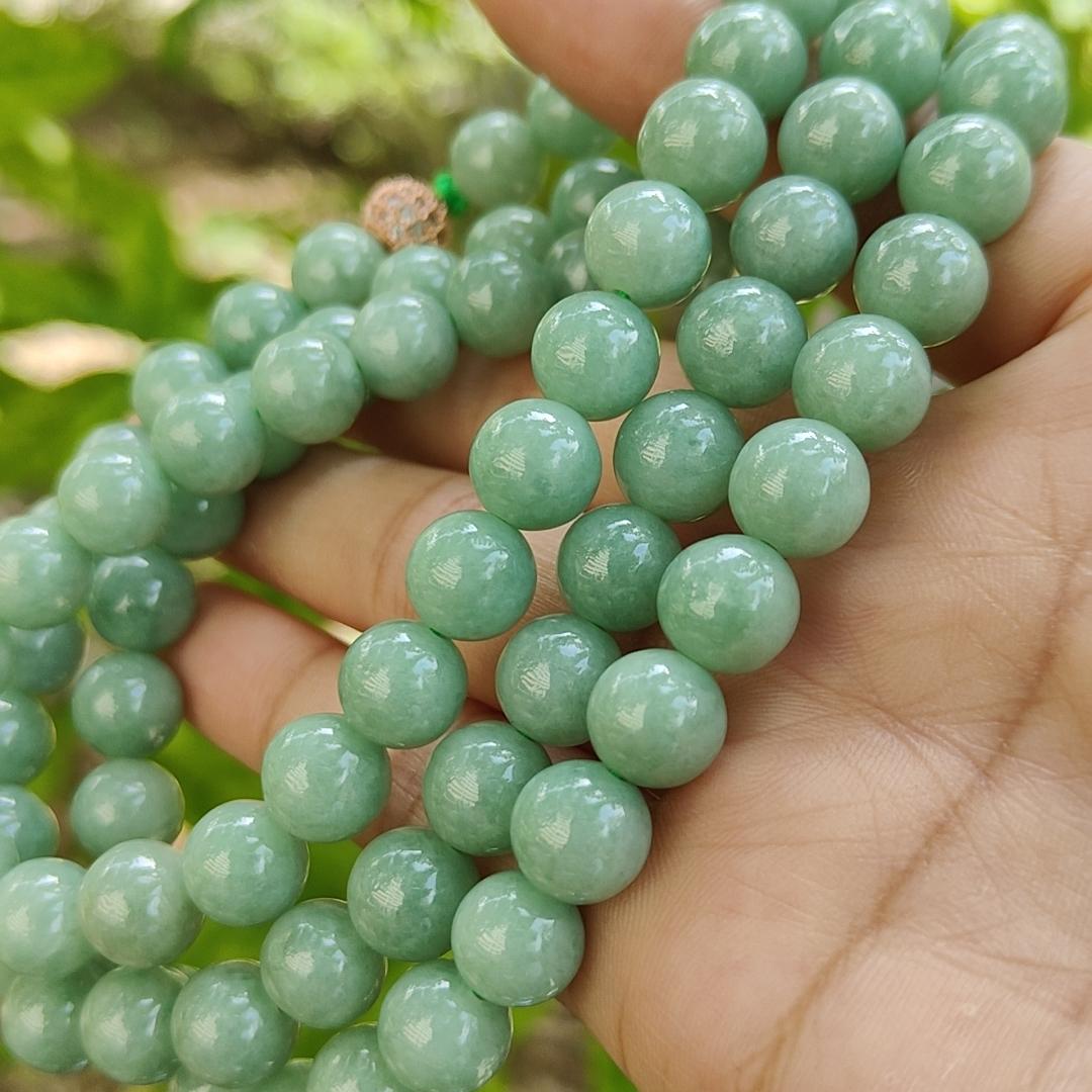 82 Green 9mm Beads Natural Type A jadeite Jade as Necklace or Bracelet certificate weighs 103.22 grams - 90 % Perfect (bracelet39) Yi Pin Qian Jadeites Jade Jewelry ~Your Precious Quintessential ~ Singapore
