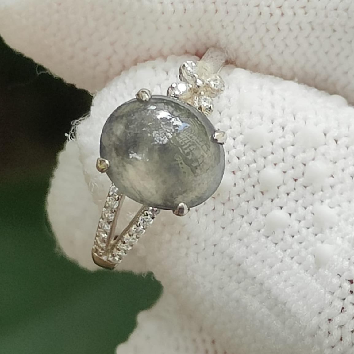 🪨💧🌀 Natural Type A Black Jadeite Ring – Grounding Energy + Wealth Flow (Sku: s925ring37)