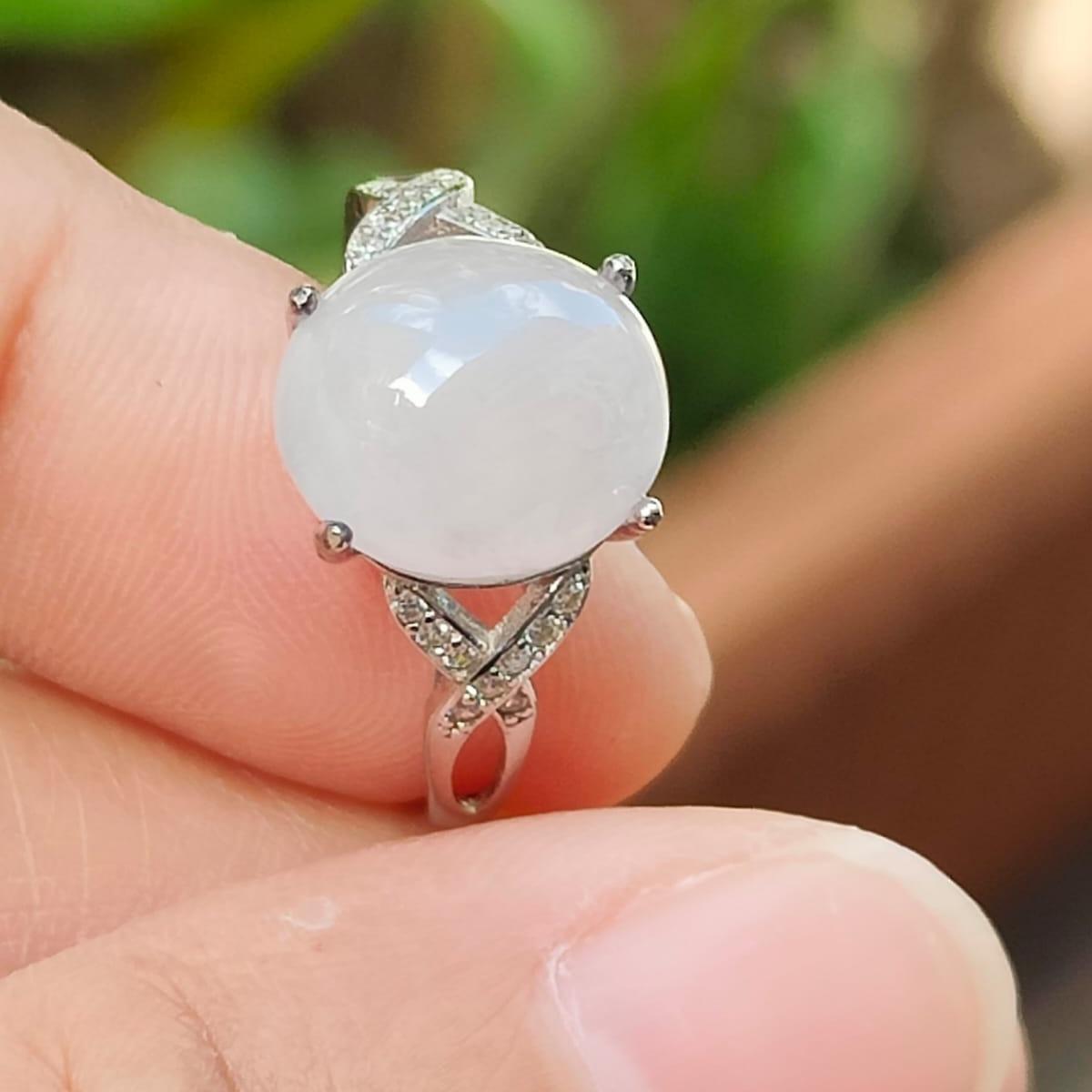 Metal ๐ & Water ๐ง Natural Jadeite Ring - Clarity Amplifier (Sku: s925ring35) Yi Pin Qian Jadeites Jade Jewelry ~Your Precious Quintessential ~ Singapore