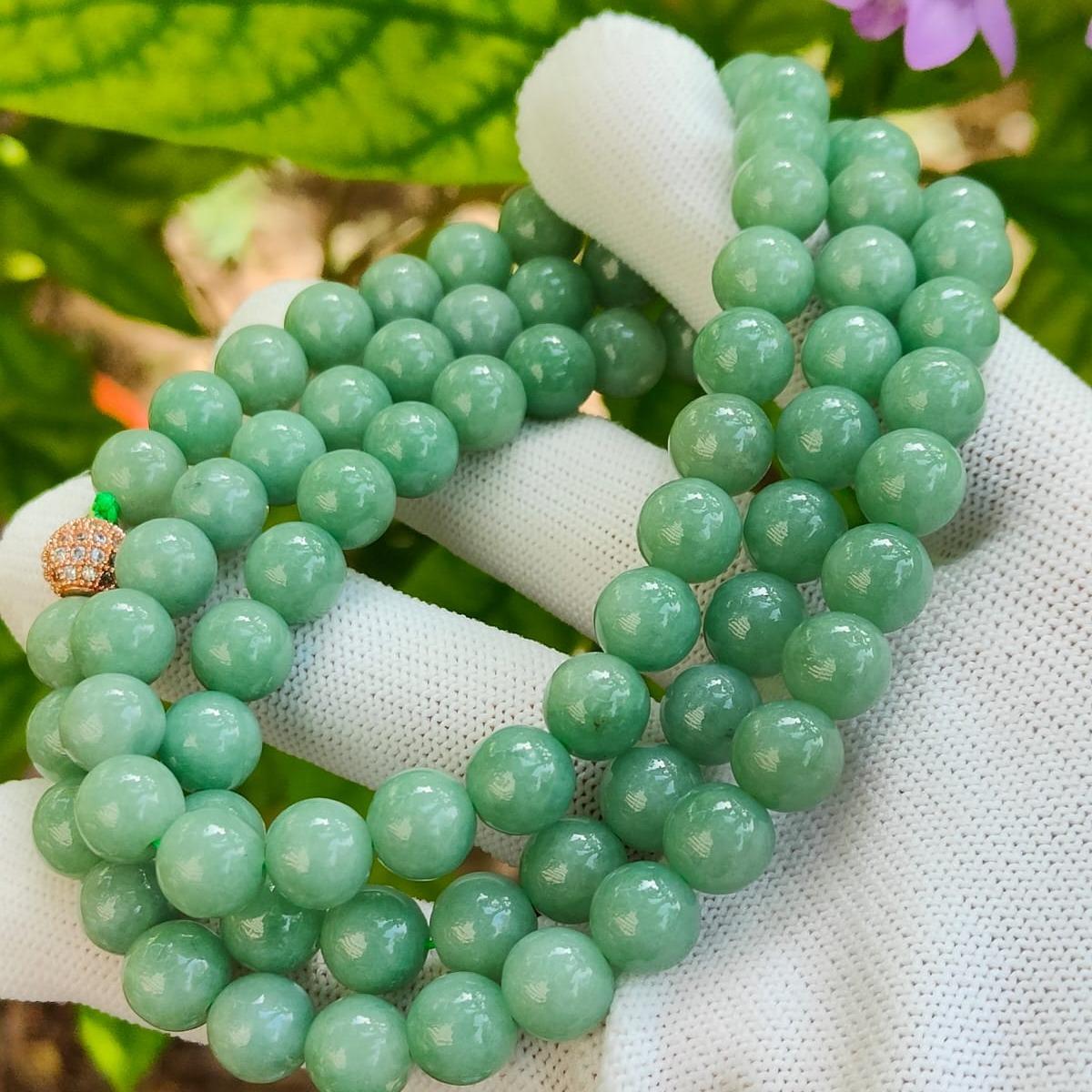 82 Green 9mm Beads Natural Type A jadeite Jade as Necklace or Bracelet certificate weighs 103.22 grams - 90 % Perfect (bracelet39) Yi Pin Qian Jadeites Jade Jewelry ~Your Precious Quintessential ~ Singapore