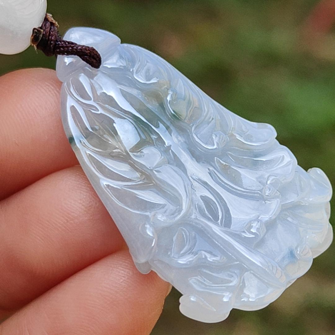 Lavender,Green and Yellow Natural Type A Jadeite Jade crafted with shape of Cabbage as Pendant , certificate weigh 8.16 grams, measurement 36.9 * 22 * 8.2 mm (pendant238) Yi Pin Qian