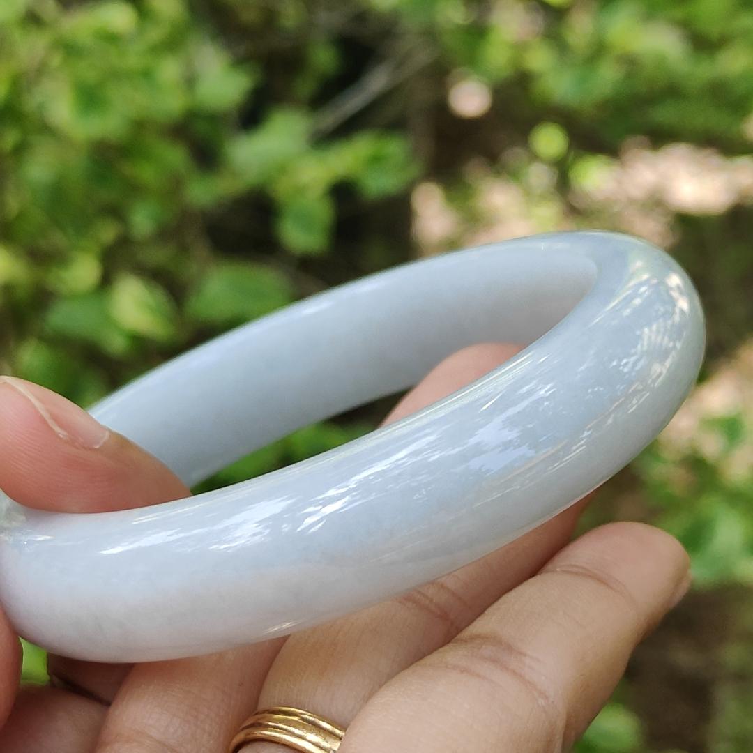57 mm Peace Bangle SG Local Seller Natural Type A Jadeite Jade certificate weighs 64.36 grams, Width: 13.1 mm Thickness: 8.5 mm (bangle25) Yi Pin Qian Jadeites Jade Jewelry ~Your Precious Quintessential ~ Singapore