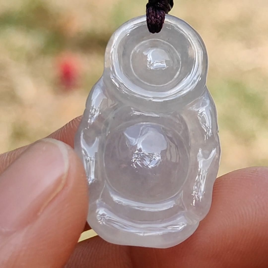 High Quality Natural Type A Jadeite Jade crafted as Standing Milo Buddha as Pendant, certificate weigh 6.38 grams, measurement 29.2 * 17.9 * 8.2 mm (pendant233) Yi Pin Qian