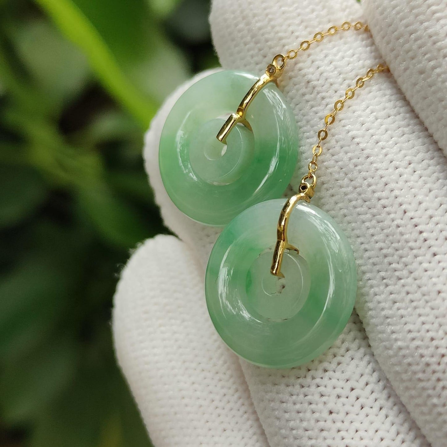 "Generational Current" Jade & Gold Earrings (Sku: 18k15) Yi Pin Qian Jadeites Jade Jewelry ~Your Precious Quintessential ~ Singapore