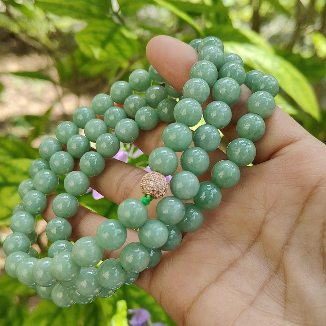 82 Green 9mm Beads Natural Type A jadeite Jade as Necklace or Bracelet certificate weighs 103.22 grams - 90 % Perfect (bracelet39) Yi Pin Qian Jadeites Jade Jewelry ~Your Precious Quintessential ~ Singapore