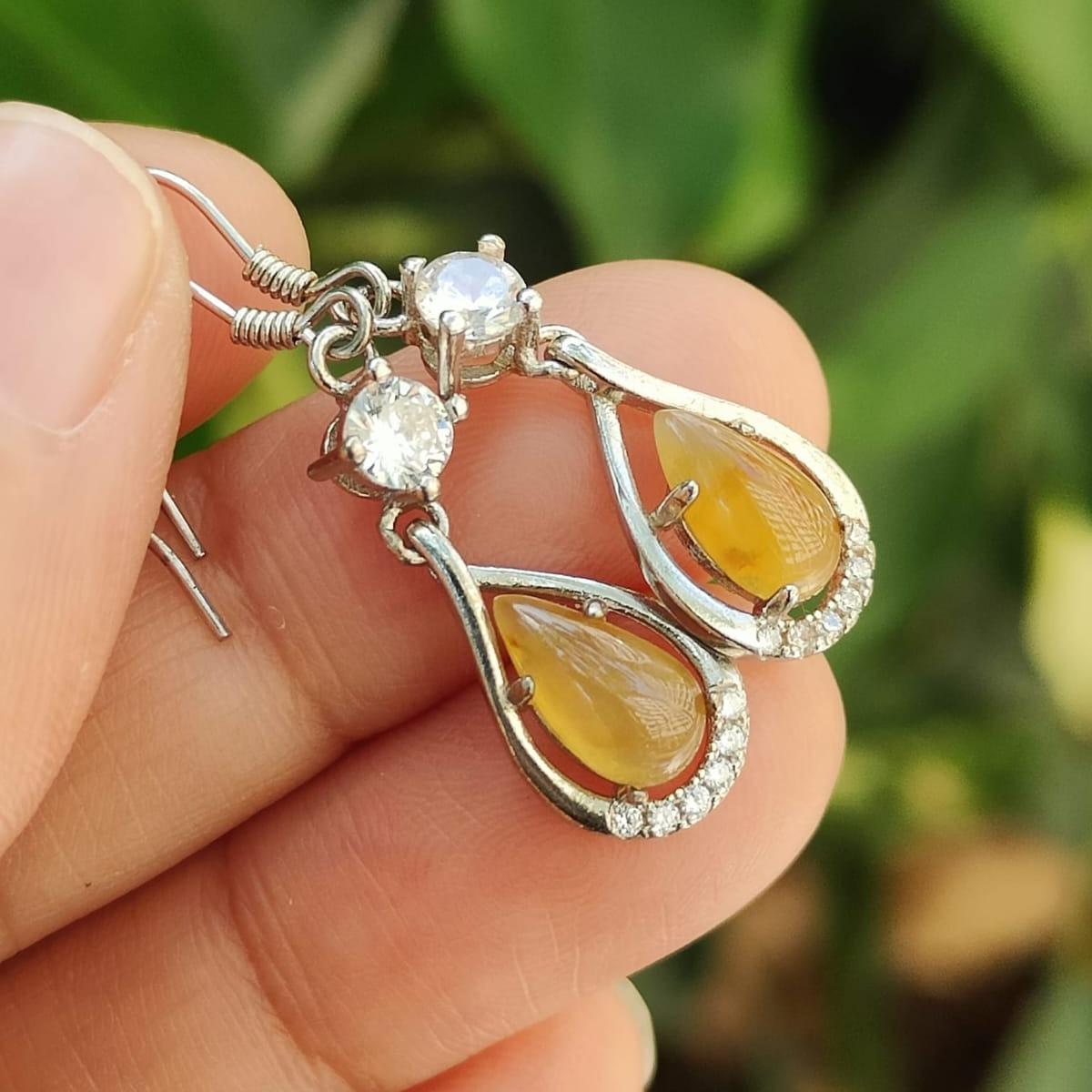 Natural Yellow Jadeite crafted as Hook Earrings S925 Silver – Earth & Fire Energy, Certified Type A | $499 (s925es2) Yi Pin Qian Jadeites Jade Jewelry ~Your Precious Quintessential ~ Singapore