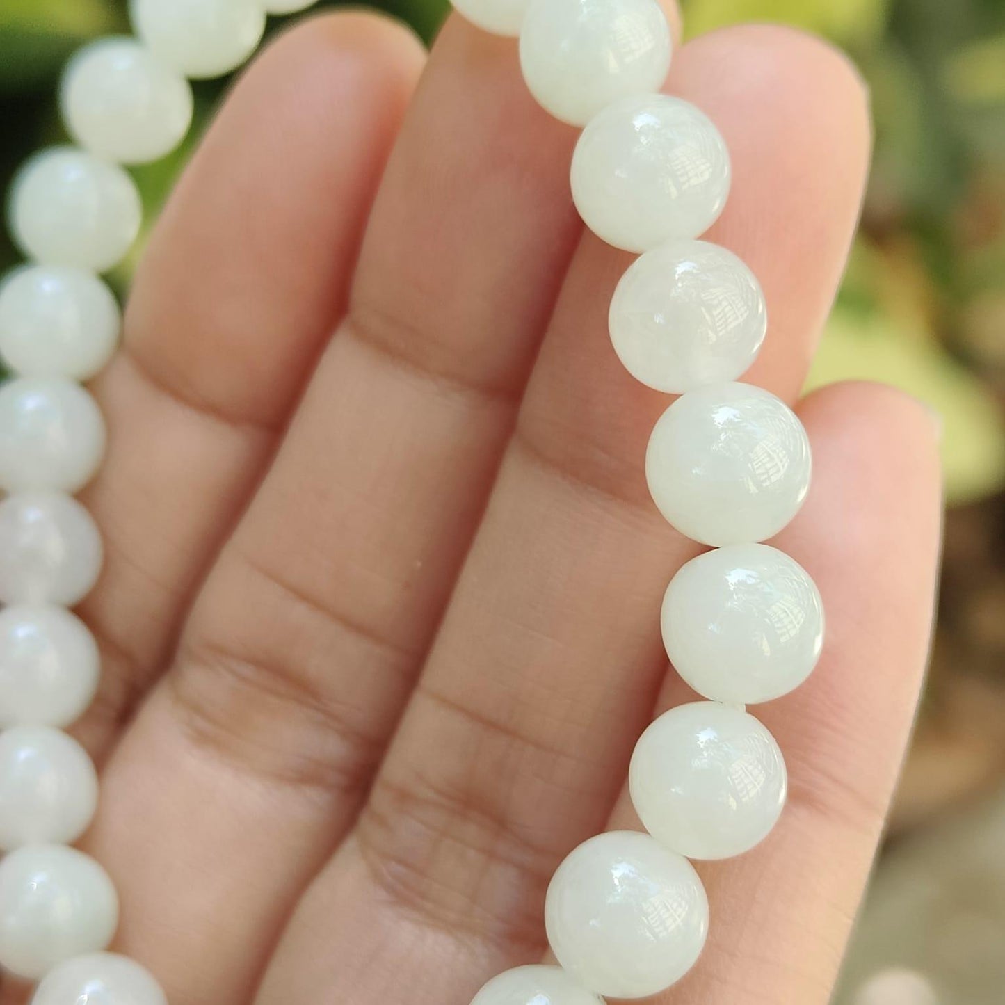 Near White Jadeite Bead Bracelet – 25 Natural Type A Beads, 7.3mm, 90% Perfection, Symbol of Purity & Renewal(bracelet43) Yi Pin Qian Jadeites Jade Jewelry ~Your Precious Quintessential ~ Singapore