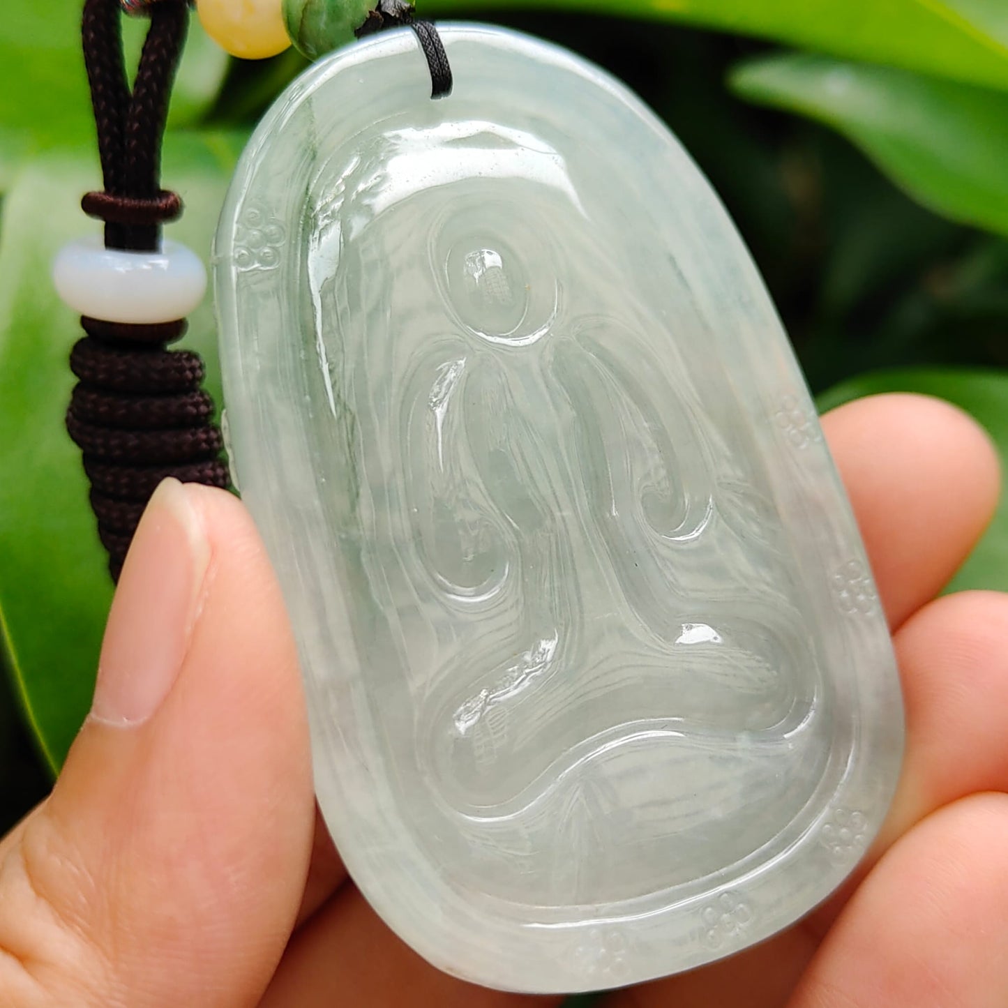 High Quality Light Green Hue Good Translucent Natural Type A Jadeite Jade crafted with Thousand Hands Guanyin as Pendant, certificate weighs 31.12 grams, measurement 57.6 * 38.4 * 6.8 mm (pendant293) My Store