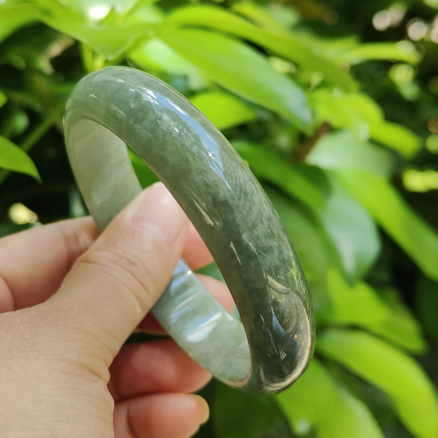 Natural Type A Jadeite Jade Peace Bangle – Five-Element Harmony | Feng Shui Certified (Sku: bangle36)