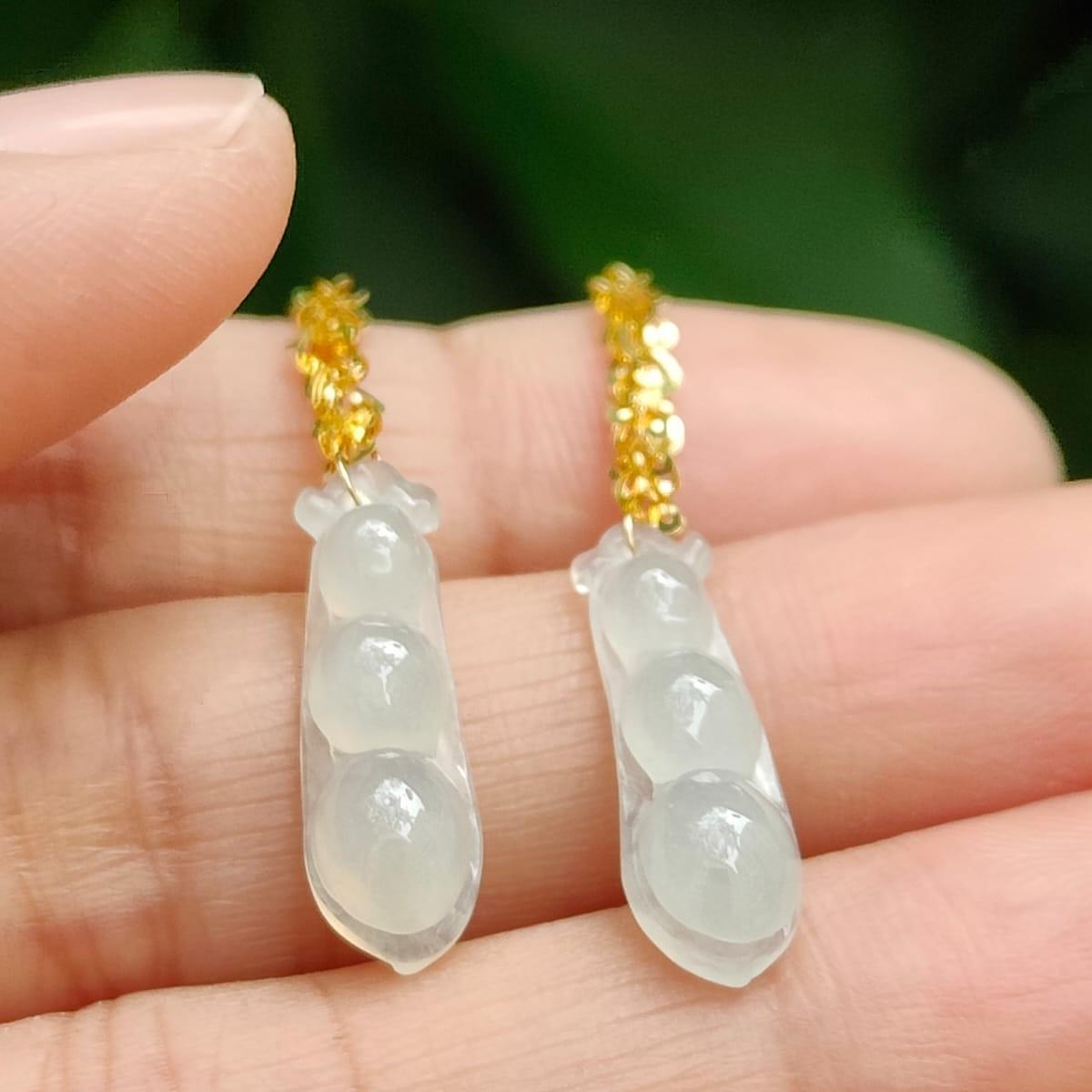 "Metal-Water Symphony" Jade Earrings (Sku: 18k13) Yi Pin Qian Jadeites Jade Jewelry ~Your Precious Quintessential ~ Singapore