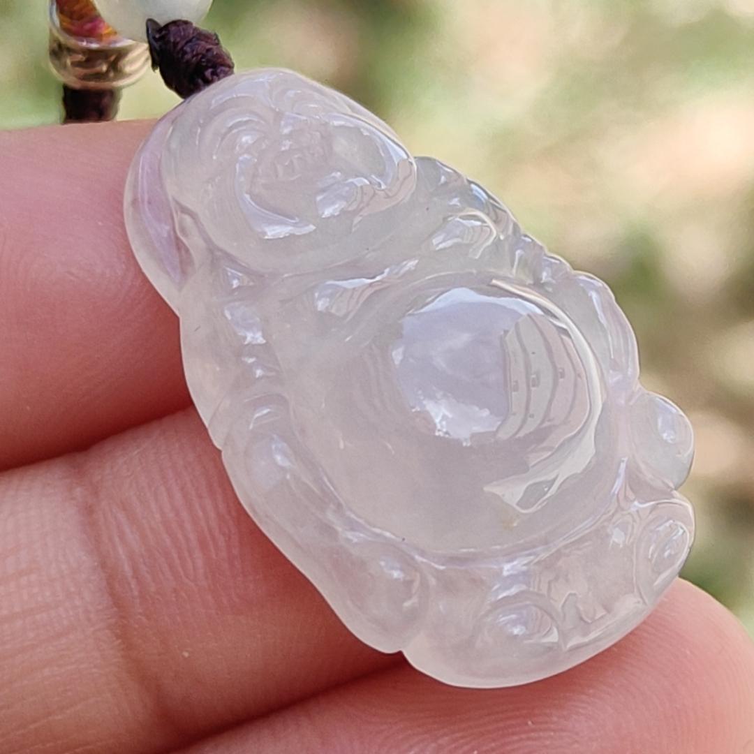 High Quality Natural Type A Jadeite Jade crafted as Standing Milo Buddha as Pendant, certificate weigh 6.38 grams, measurement 29.2 * 17.9 * 8.2 mm (pendant233) Yi Pin Qian