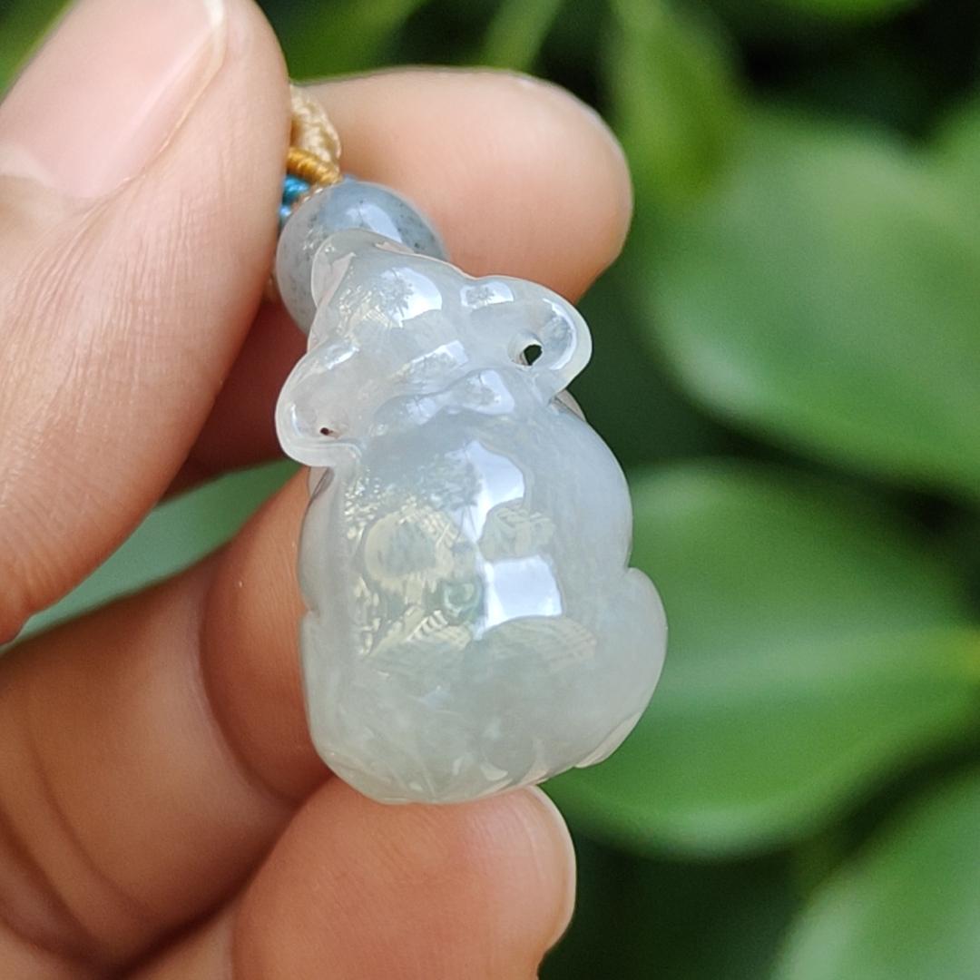 Crafted as Small Cow with Semi Icy Translucent Quality Natural Type A Jadeite Jade as Pendant Necklace, QIC Labs approved certificate weighs 7.15 grams, measurement 22.5 * 13.2 * 12 mm (pendant308) Yi Pin Qian Jadeites Jade Jewelry ~Your Precious Quintessential ~ Singapore