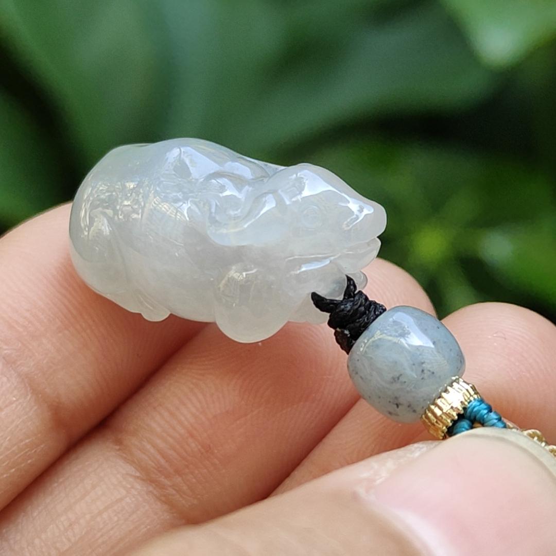 Crafted as Small Cow with Semi Icy Translucent Quality Natural Type A Jadeite Jade as Pendant Necklace, QIC Labs approved certificate weighs 7.15 grams, measurement 22.5 * 13.2 * 12 mm (pendant308) Yi Pin Qian Jadeites Jade Jewelry ~Your Precious Quintessential ~ Singapore