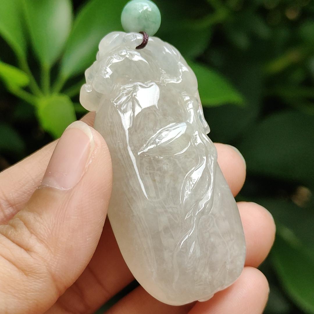 High Quality Brownish Yellow Icy Translucent Natural Type A Jadeite Jade crafted with Monkey as Pendant, certificate weighs 31.67 grams, measurement 53 * 23.6 * 13 mm (pendant295) Yi Pin Qian