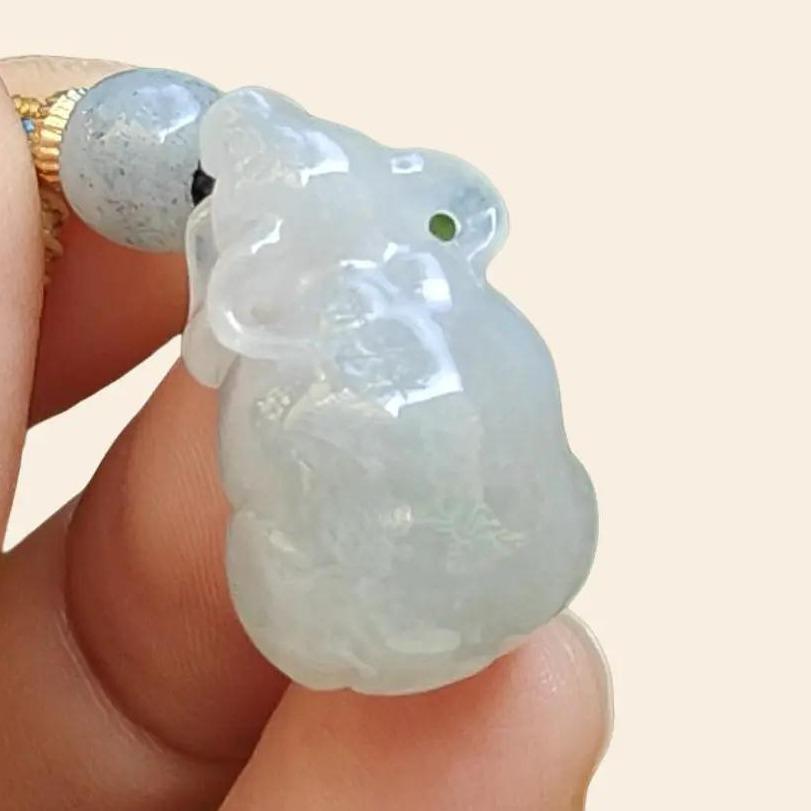 Crafted as Small Cow with Semi Icy Translucent Quality Natural Type A Jadeite Jade as Pendant Necklace, QIC Labs approved certificate weighs 7.15 grams, measurement 22.5 * 13.2 * 12 mm (pendant308) Yi Pin Qian Jadeites Jade Jewelry ~Your Precious Quintessential ~ Singapore