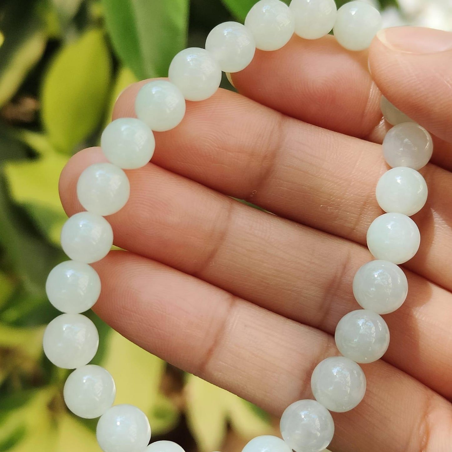 Near White Jadeite Bead Bracelet – 25 Natural Type A Beads, 7.3mm, 90% Perfection, Symbol of Purity & Renewal(bracelet43) Yi Pin Qian Jadeites Jade Jewelry ~Your Precious Quintessential ~ Singapore