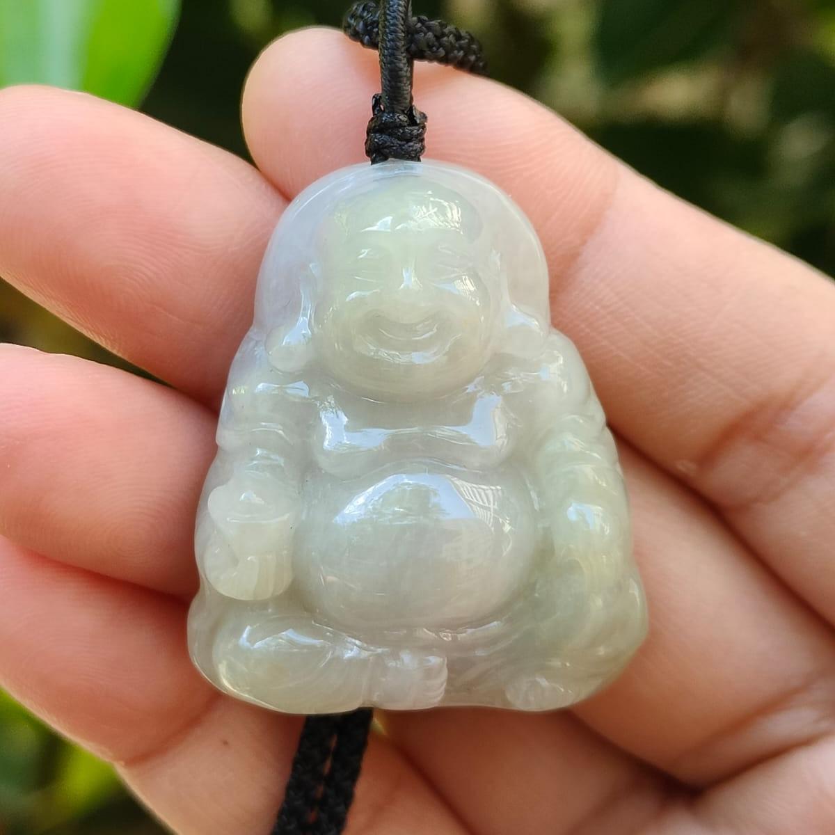 Laughing Buddha Natural Type A Jadeite Pendant 🌱💧 | Feng Shui Luck + Zi Wei Dou Shu Approved (Sku: pendant446)