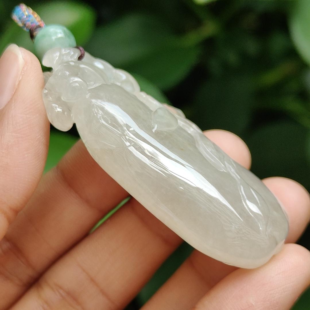 High Quality Brownish Yellow Icy Translucent Natural Type A Jadeite Jade crafted with Monkey as Pendant, certificate weighs 31.67 grams, measurement 53 * 23.6 * 13 mm (pendant295) Yi Pin Qian