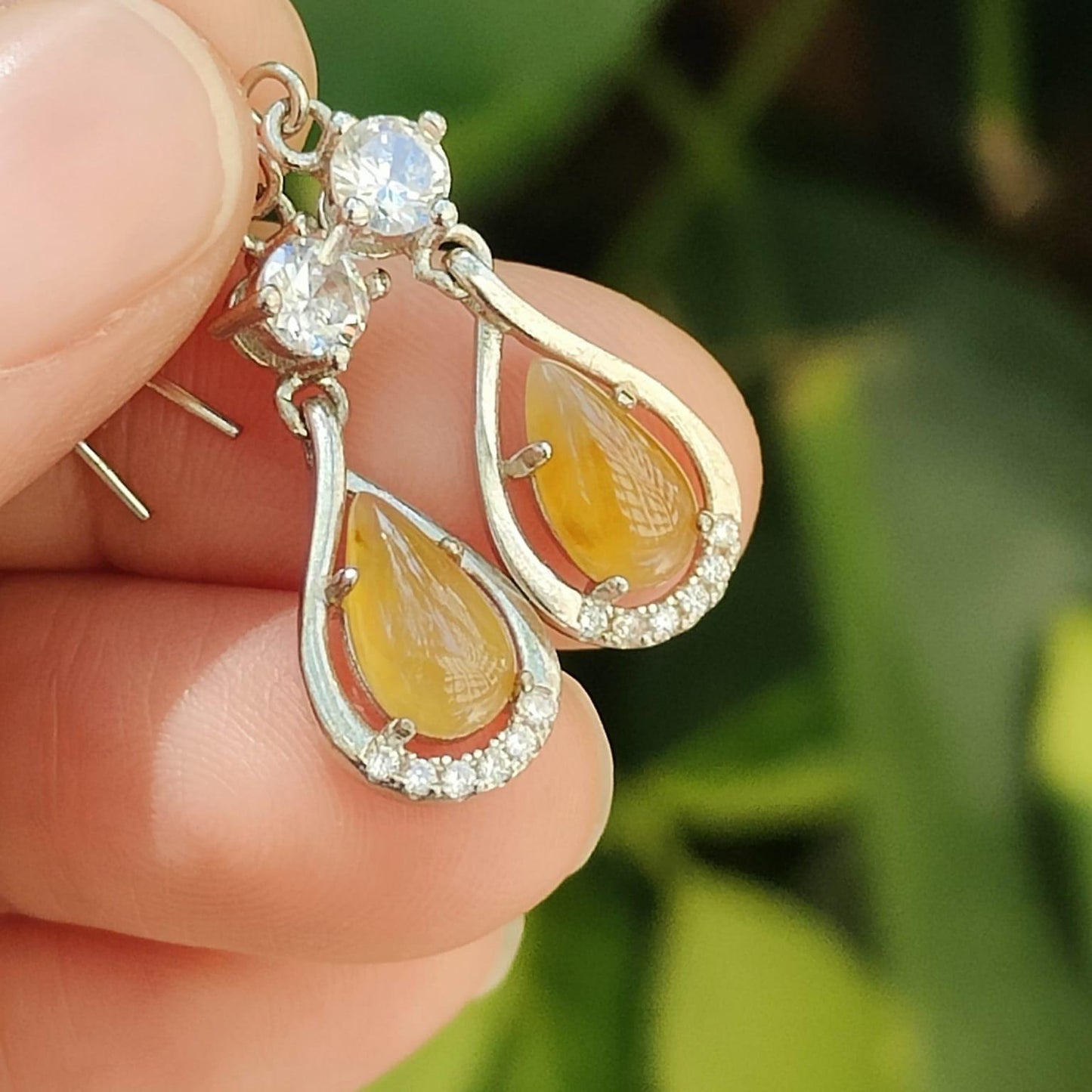 Natural Yellow Jadeite crafted as Hook Earrings S925 Silver – Earth & Fire Energy, Certified Type A | $499 (s925es2) Yi Pin Qian Jadeites Jade Jewelry ~Your Precious Quintessential ~ Singapore