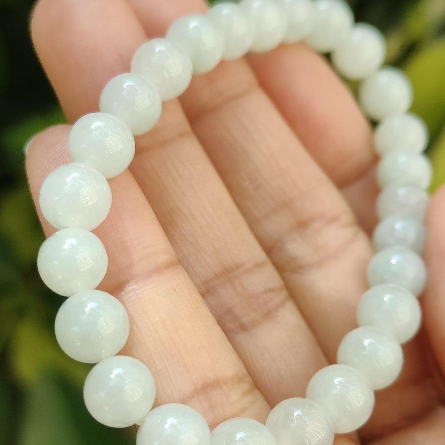 Near White Jadeite Bead Bracelet – 25 Natural Type A Beads, 7.3mm, 90% Perfection, Symbol of Purity & Renewal(bracelet43) Yi Pin Qian Jadeites Jade Jewelry ~Your Precious Quintessential ~ Singapore