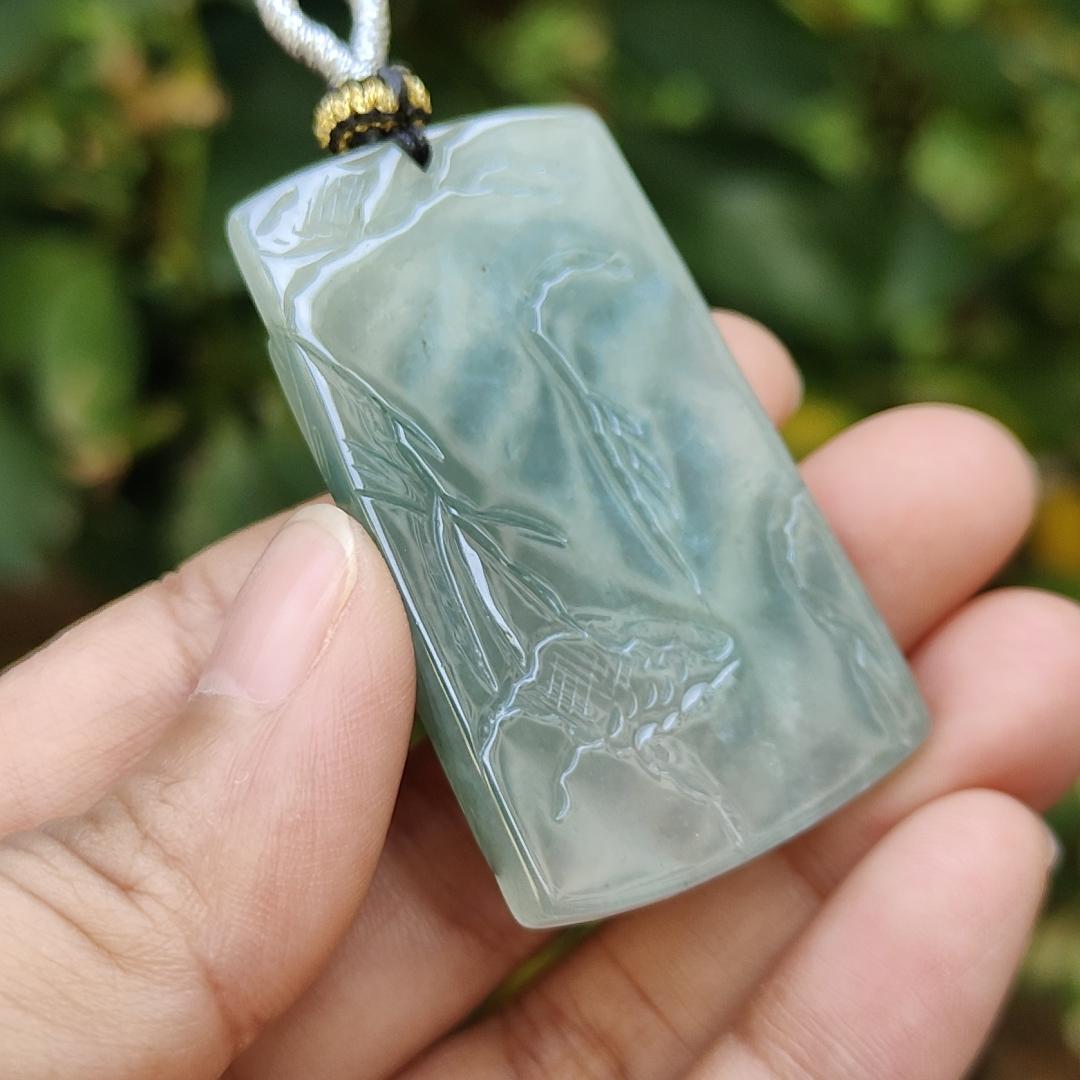 Latest New Arrival Sg Seller Crafted with sceneries on Natural Type A Jadeite Jade as Pendant certificate weighs 24.73 grams, measurement 49 * 29 * 7.6 mm (pendant342) Yi Pin Qian Jadeites Jade Jewelry ~Your Precious Quintessential ~ Singapore