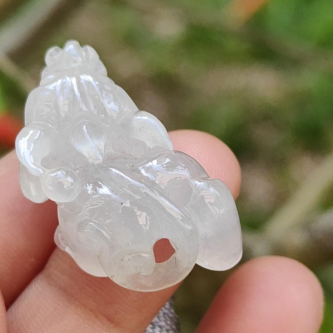 Special Offer Icy Translucent crafted as Pixiu Natural Type A Jadeite Pendant Necklace with certificate weigh 9.39 grams, 30 * 16.3 * 13.4 mm, symbols of Bring in money, keep you safe and healthy, suitable for daily wear or collection (pendant45) Yi Pin Qian