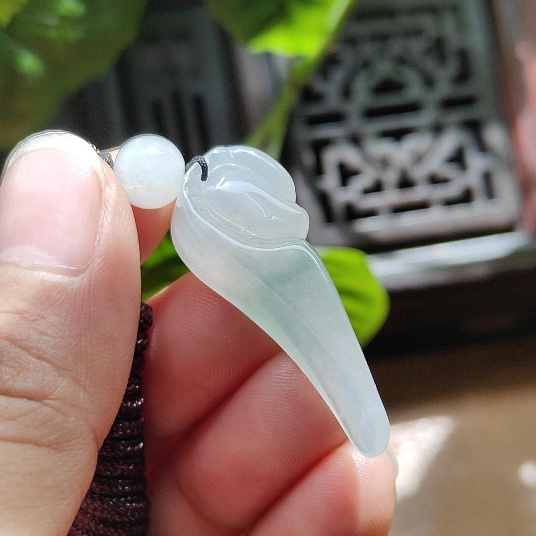 Crafted as Dragon Ruyi Pendant on Natural Type A Jadeite Jade certificate weighs 5.47 grams, measurement 33.7 * 12.8 * 8.1 mm (pendant374) Yi Pin Qian Jadeites Jade Jewelry ~Your Precious Quintessential ~ Singapore