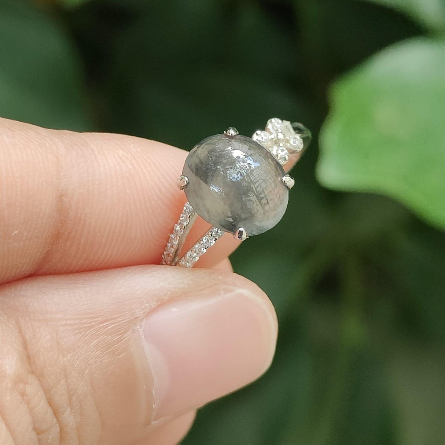 🪨💧🌀 Natural Type A Black Jadeite Ring – Grounding Energy + Wealth Flow (Sku: s925ring37)