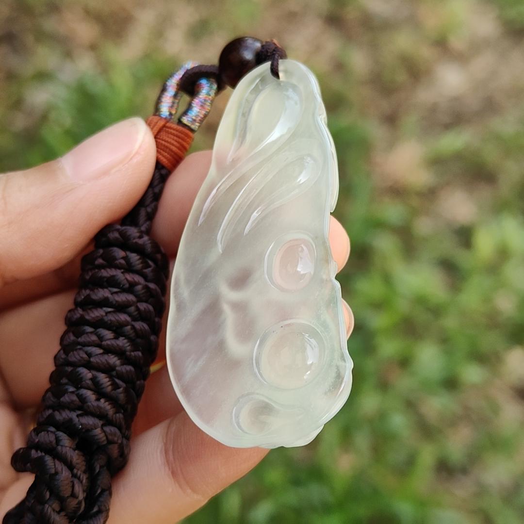 Highly Translucent Premium Icy Natural Type A Jadeite Pendant Necklace crafted as Milo Buddha with certificate, weigh 14.78 grams, 55 * 24.50 * 6.60 mm, symbols of Wealth, luck, prosperity, optimism, and hope, suitable for collections (pendant55) Yi Pin Qian