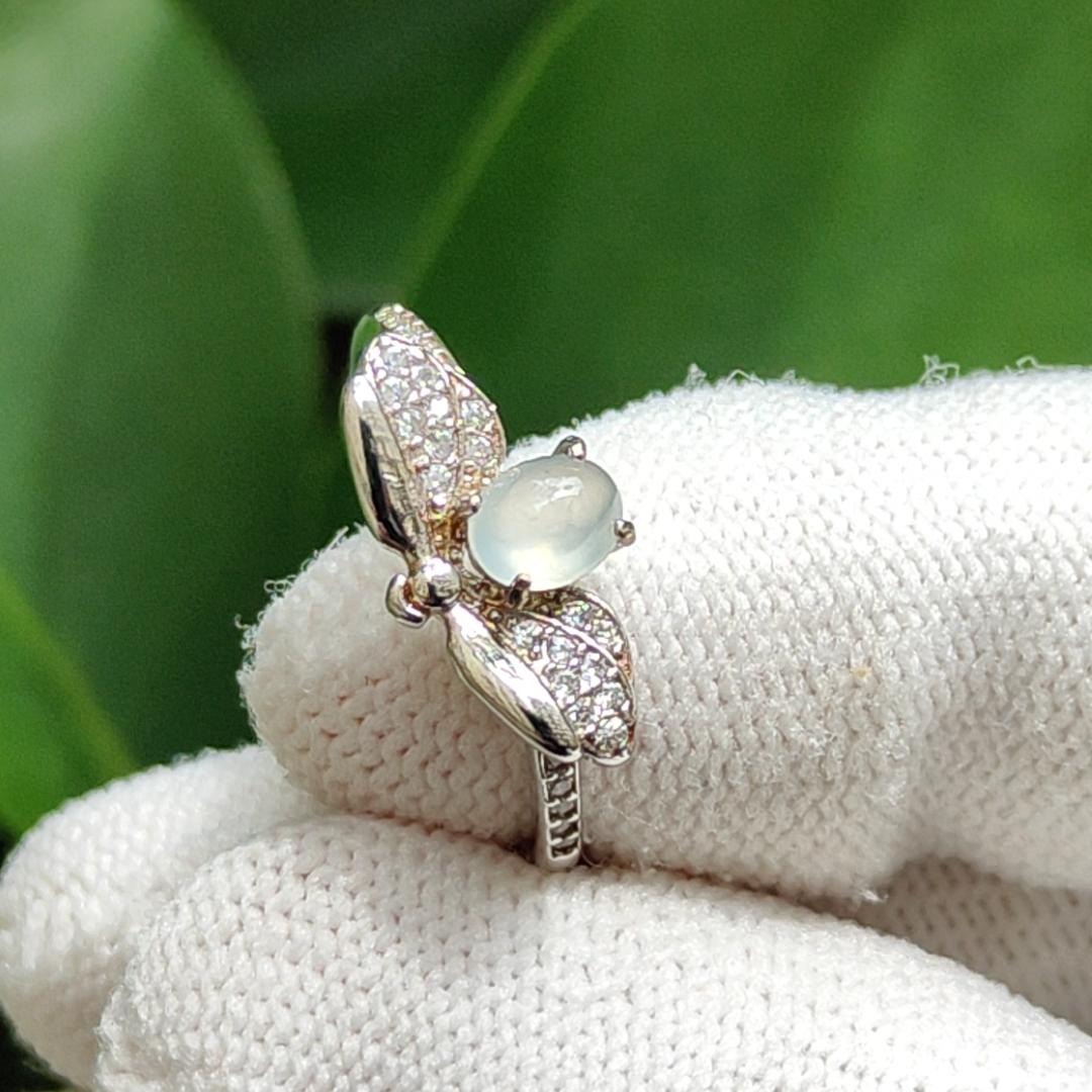 Crafted as 5.3 * 4.2 * 2.4 mm Icy Translucent Cabochon with High-Quality Natural Type-A Jadeite-Jade set with S925 as Ring, certificate weighs 1.76 grams (s925ring17) Yi Pin Qian Jadeites Jade Jewelry ~Your Precious Quintessential ~ Singapore