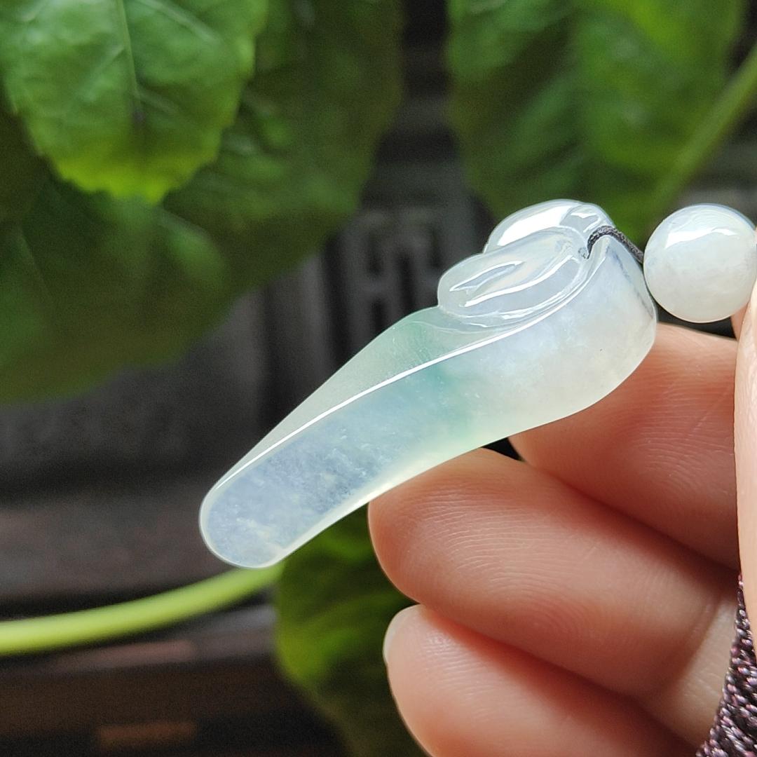 Crafted as Dragon Ruyi Pendant on Natural Type A Jadeite Jade certificate weighs 5.47 grams, measurement 33.7 * 12.8 * 8.1 mm (pendant374) Yi Pin Qian Jadeites Jade Jewelry ~Your Precious Quintessential ~ Singapore