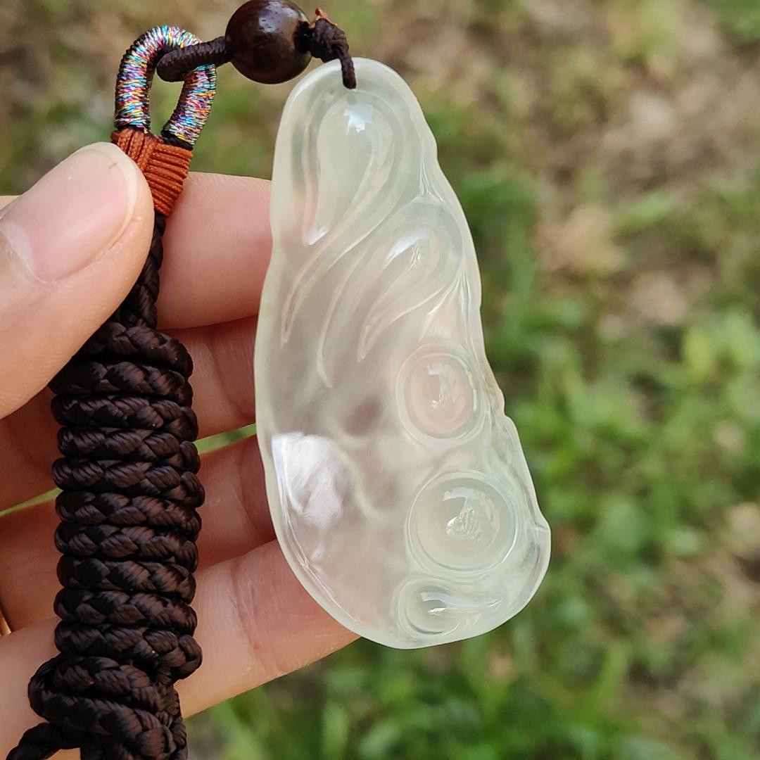 Highly Translucent Premium Icy Natural Type A Jadeite Pendant Necklace crafted as Milo Buddha with certificate, weigh 14.78 grams, 55 * 24.50 * 6.60 mm, symbols of Wealth, luck, prosperity, optimism, and hope, suitable for collections (pendant55) Yi Pin Qian