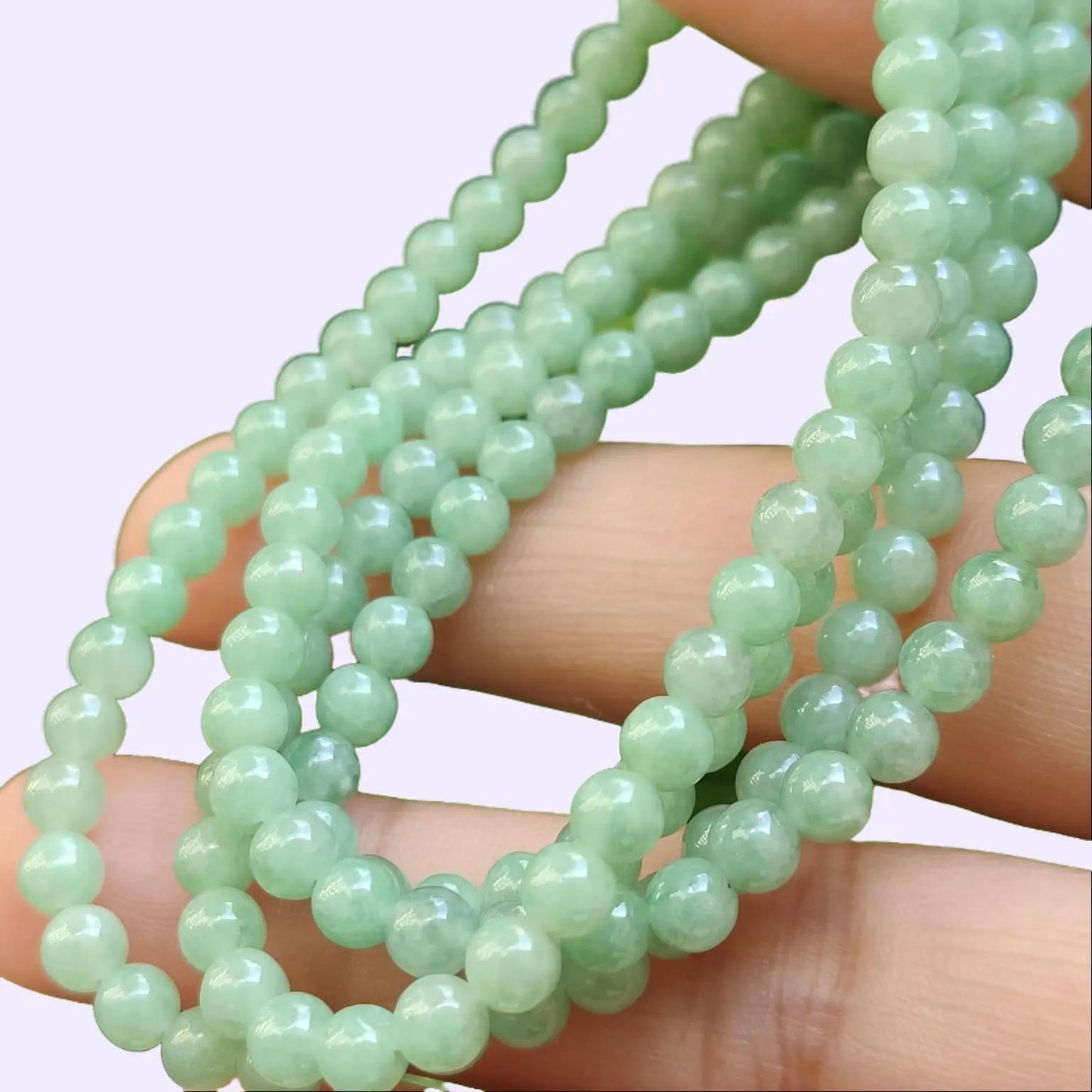 172 Light Green Beads * 4.2 mm as Necklace or Bracelet - Natural Type A Jadeite Jade certificate weighs 22 grams (bracelet41) Yi Pin Qian Jadeites Jade Jewelry ~Your Precious Quintessential ~ Singapore