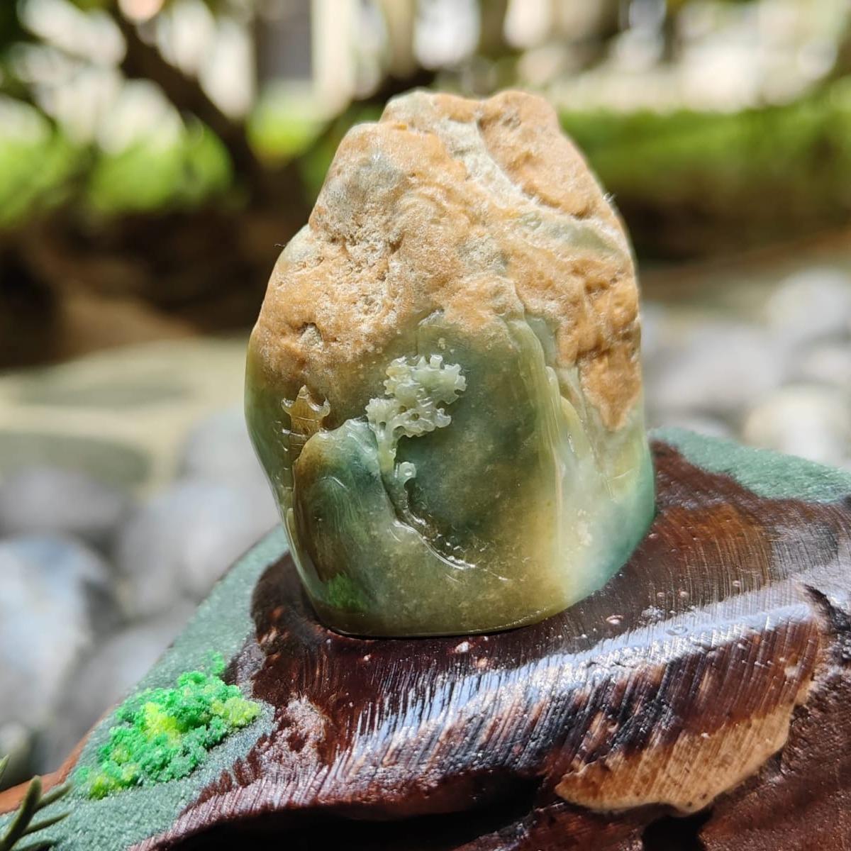 🌱🔥🪨💧🌀 Five-Element Blessings | Natural Type A Jadeite Zen Display (Sku: hand15)