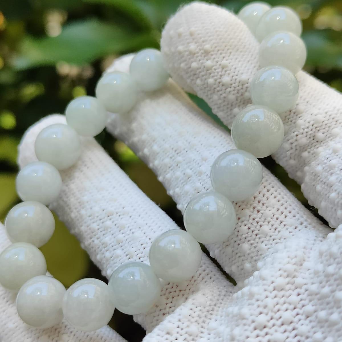 Ethereal Light Green Jadeite Harmony Bracelet – 10mm Round Beads, Certified Natural Type A (Sku: bracelet59)