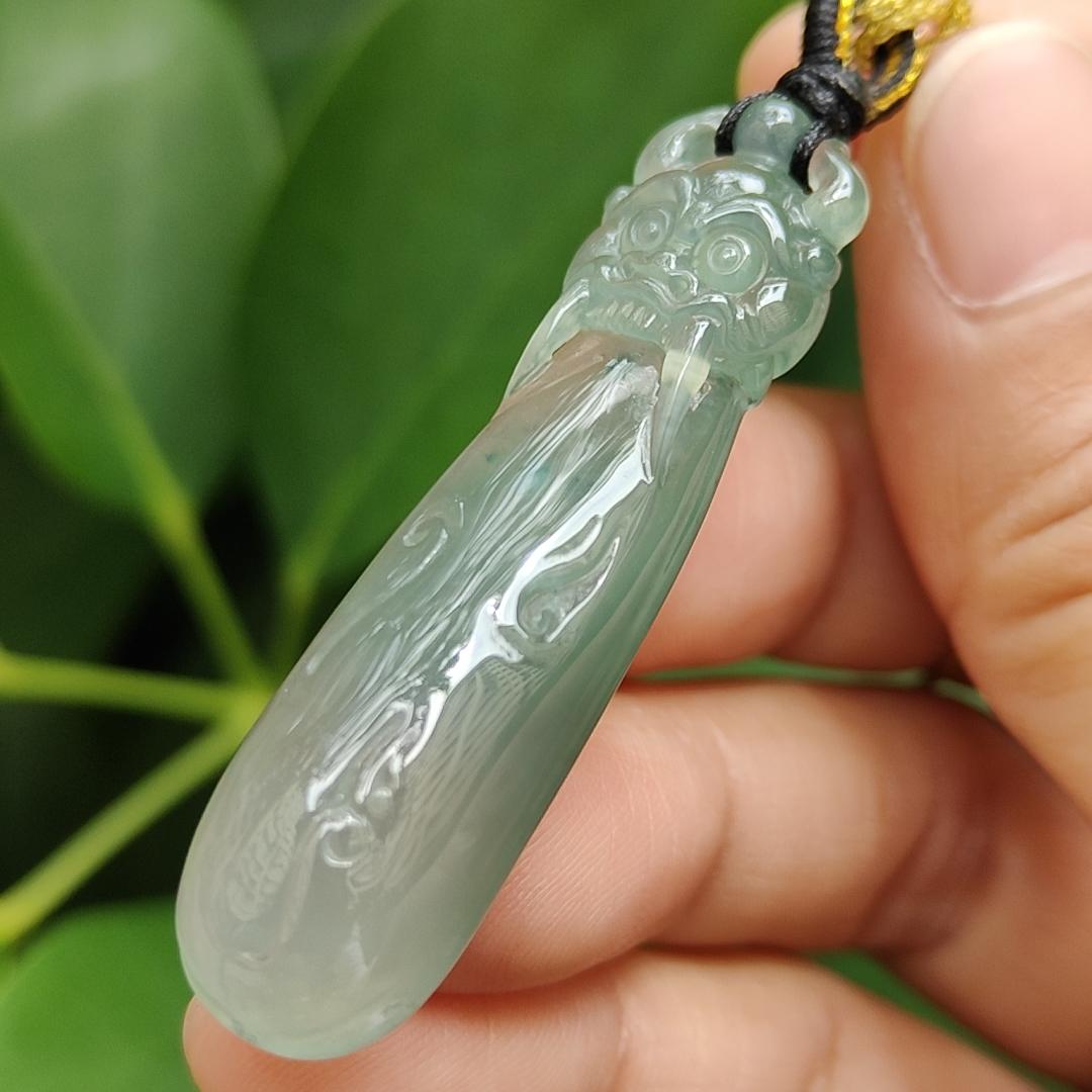 Crafted as Mystic Beast Pendant on High Quality Natural Type A Jadeite Jade certificate weighs 9.38 grams, measurement 48.8 * 12.7 * 8.8 mm (pendant371) Yi Pin Qian Jadeites Jade Jewelry ~Your Precious Quintessential ~ Singapore