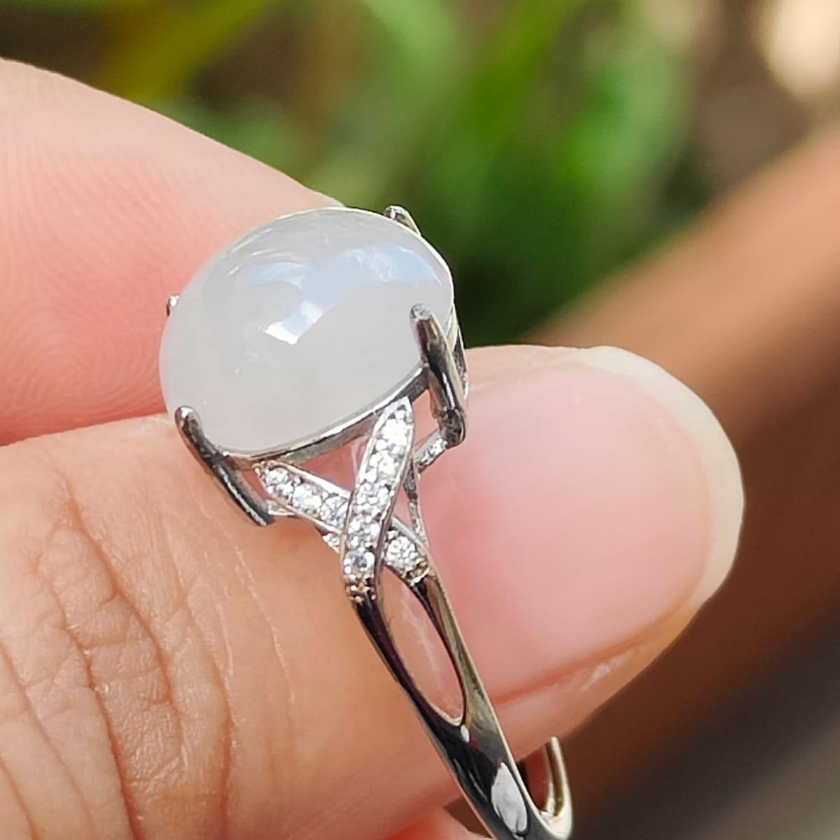 Metal ๐ & Water ๐ง Natural Jadeite Ring - Clarity Amplifier (Sku: s925ring35) Yi Pin Qian Jadeites Jade Jewelry ~Your Precious Quintessential ~ Singapore