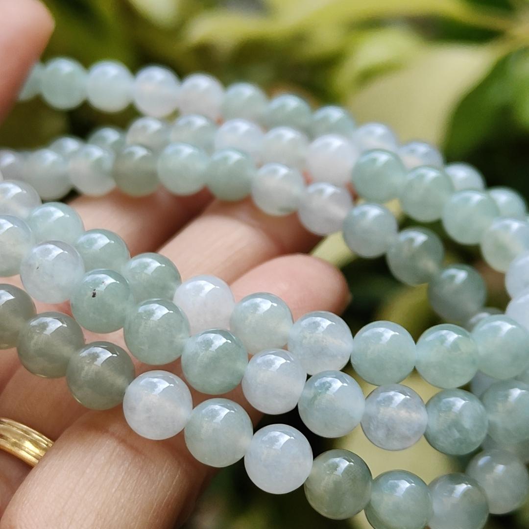 108 * 6.3 mm round beads - 98% Perfect - on Hight Quality Natural Type A Jadeite Jade as bracelet, necklace certificate weighs 50.76 grams (bracelet35) Yi Pin Qian Jadeites Jade Jewelry ~Your Precious Quintessential ~ Singapore