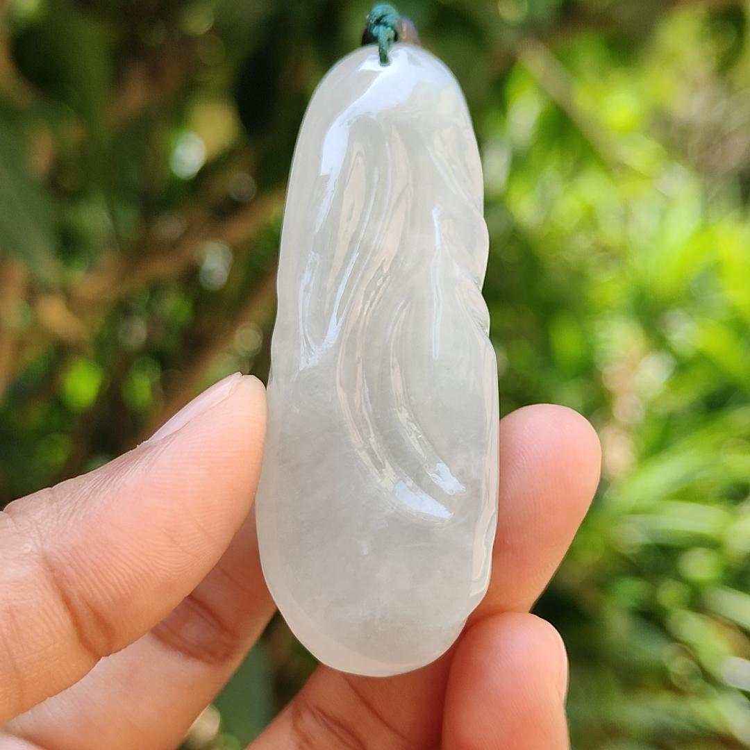 High Quality Light Green Hue Natural Type A Jadeite Jade crafted with Faceless Guanyin as Pendant, Certificate weighs 33.26 grams, measurement 63.8 * 23.6 * 12.2 mm (pendant237) Yi Pin Qian