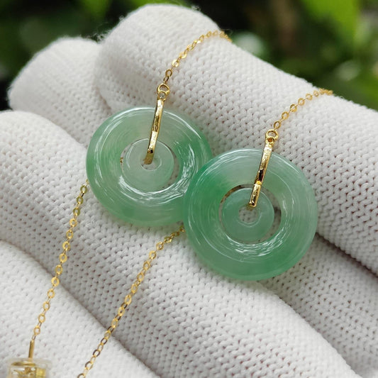 "Generational Current" Jade & Gold Earrings (Sku: 18k15) Yi Pin Qian Jadeites Jade Jewelry ~Your Precious Quintessential ~ Singapore