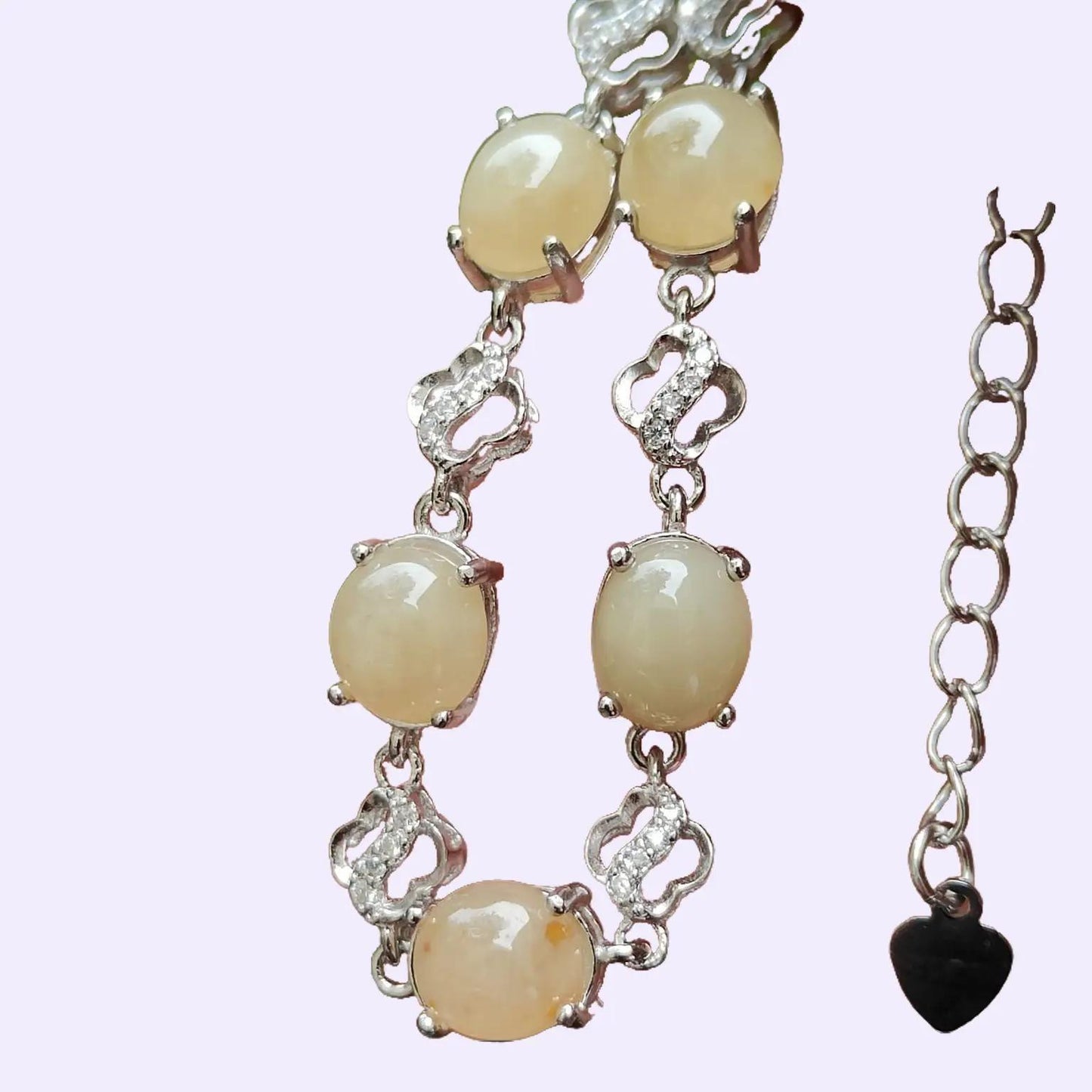 5 Good size Quality Brownish Yellow Cabochons crafted on Natural Type A Jadeite Jade set on S925 as Bracelet certificate weighs 5.43 grams (s925b3) Yi Pin Qian Jadeites Jade Jewelry ~Your Precious Quintessential ~ Singapore