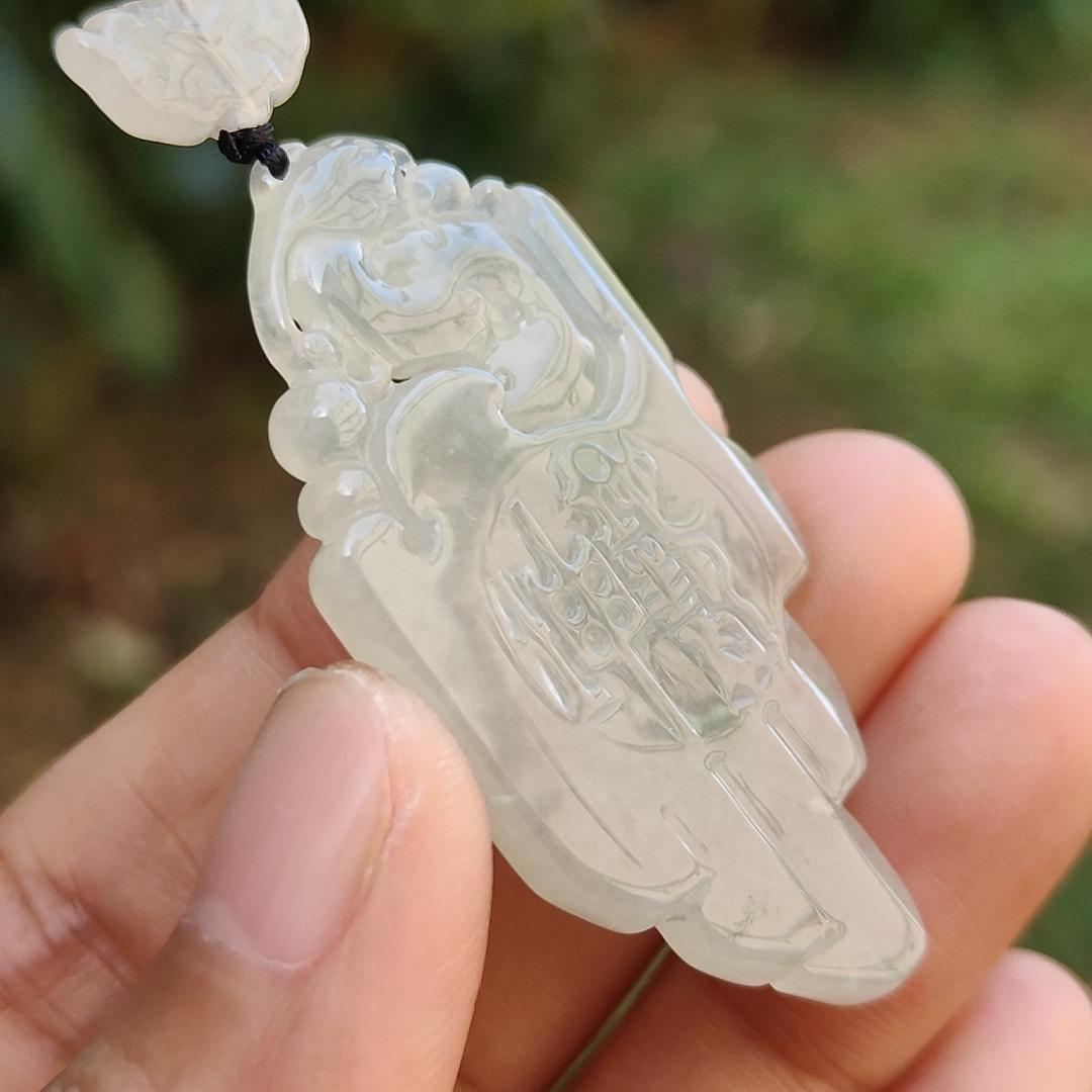 Icy Translucent Natural Type A Jadeite Jade beautifully crafted with old school dragon as pendant, certificate weighs 14.63 grams (pendant246) Yi Pin Qian