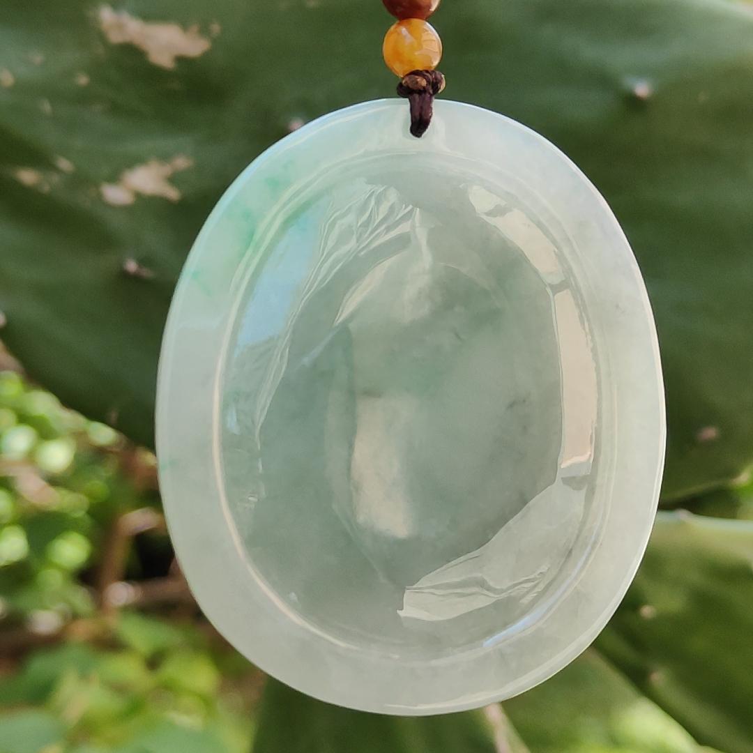 Green with Bluish Green Hue Natural Type A Jadeite Pendant Necklace crafted with Bird and flowers, symbols of Auspiciousness, blessing, Nature and vitality, certificate included weigh 69.39 grams, 55.2 * 45.8 * 15.8 mm, suitable for collection (pendant49) Yi Pin Qian