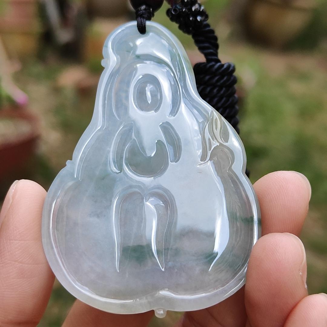 High Quality Light Lavender, Light Green with Yellow patches Natural Type A Jadeite Jade crafted with Guanyin as Pendant, certificate weigh 27.22 grams, measurement 63 * 44.3 * 6.8 mm (pendant229) Yi Pin Qian