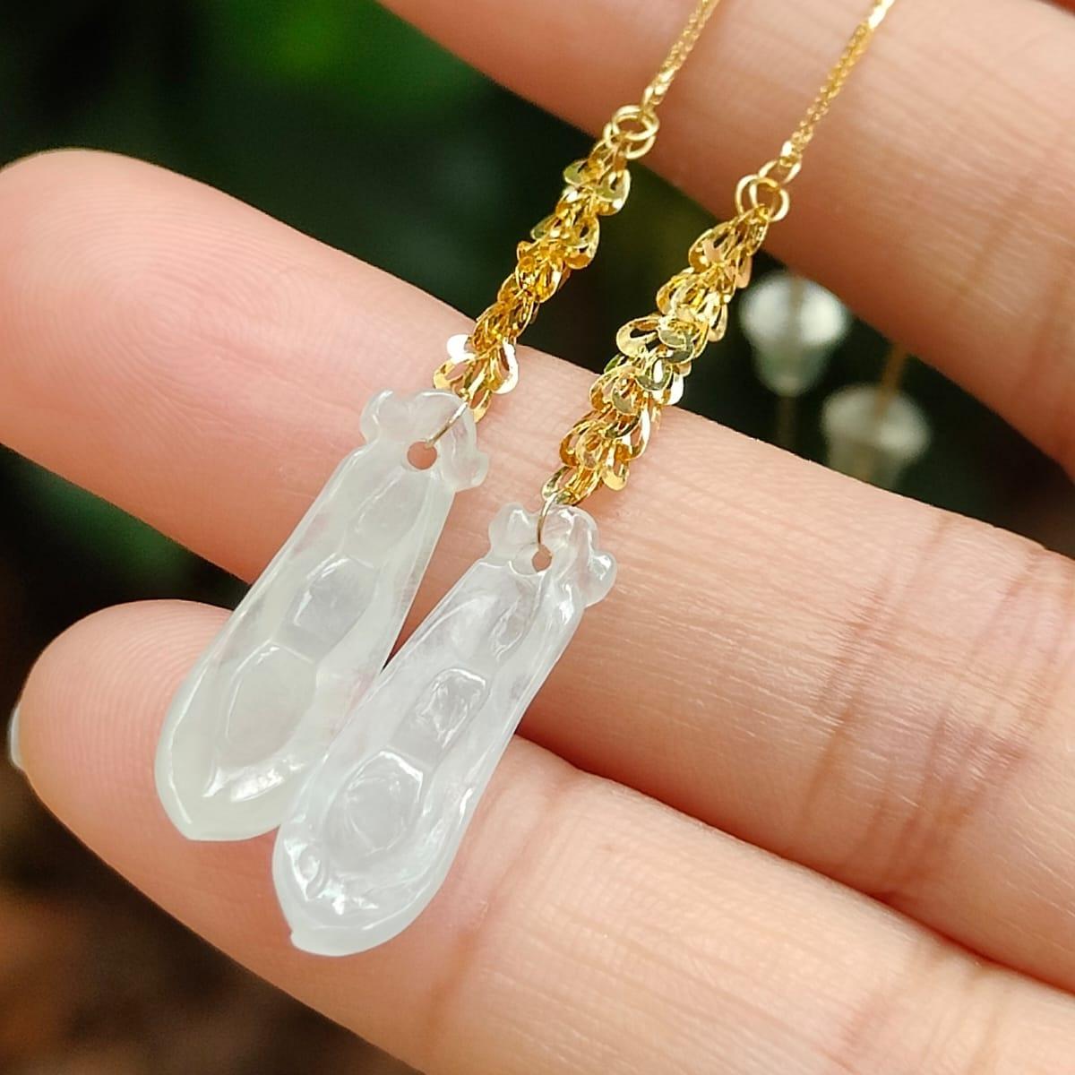 "Metal-Water Symphony" Jade Earrings (Sku: 18k13) Yi Pin Qian Jadeites Jade Jewelry ~Your Precious Quintessential ~ Singapore