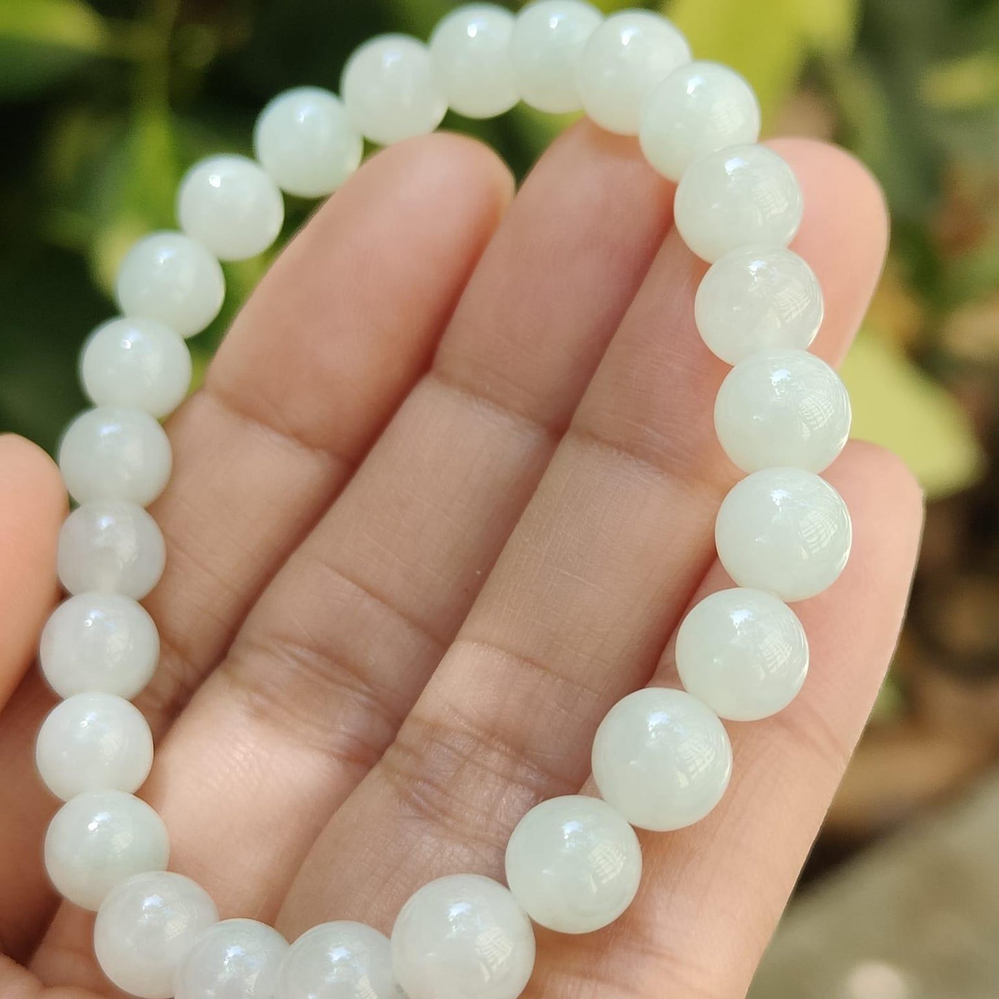 Near White Jadeite Bead Bracelet – 25 Natural Type A Beads, 7.3mm, 90% Perfection, Symbol of Purity & Renewal(bracelet43) Yi Pin Qian Jadeites Jade Jewelry ~Your Precious Quintessential ~ Singapore