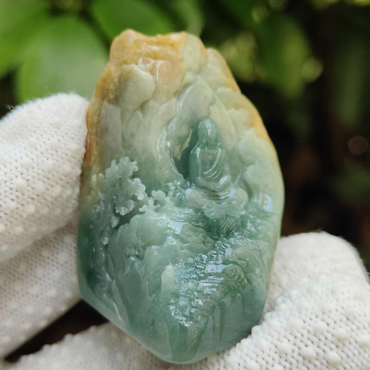 🌱🔥🪨💧🌀 Five-Element Blessings | Natural Type A Jadeite Zen Display (Sku: hand15)