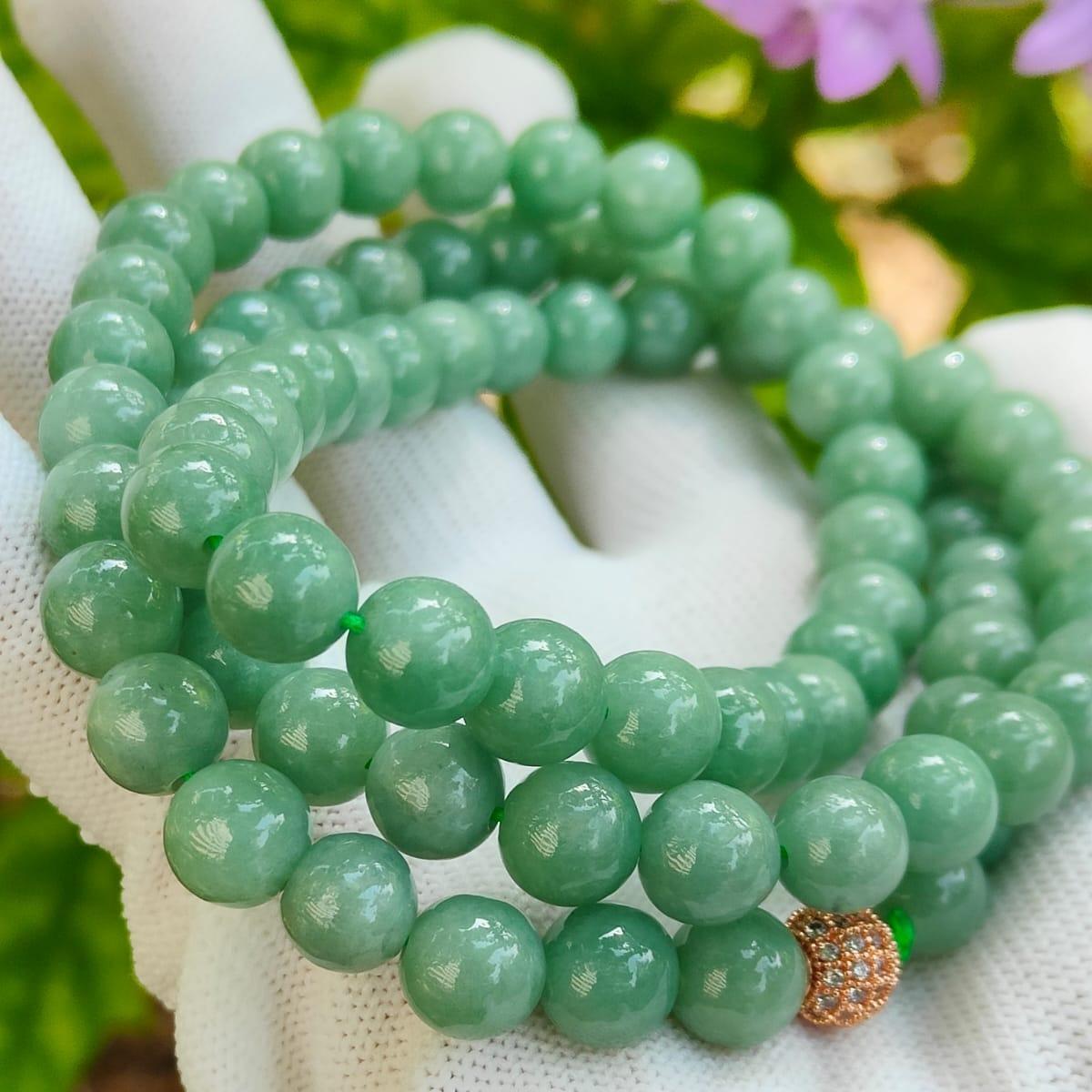82 Green 9mm Beads Natural Type A jadeite Jade as Necklace or Bracelet certificate weighs 103.22 grams - 90 % Perfect (bracelet39) Yi Pin Qian Jadeites Jade Jewelry ~Your Precious Quintessential ~ Singapore