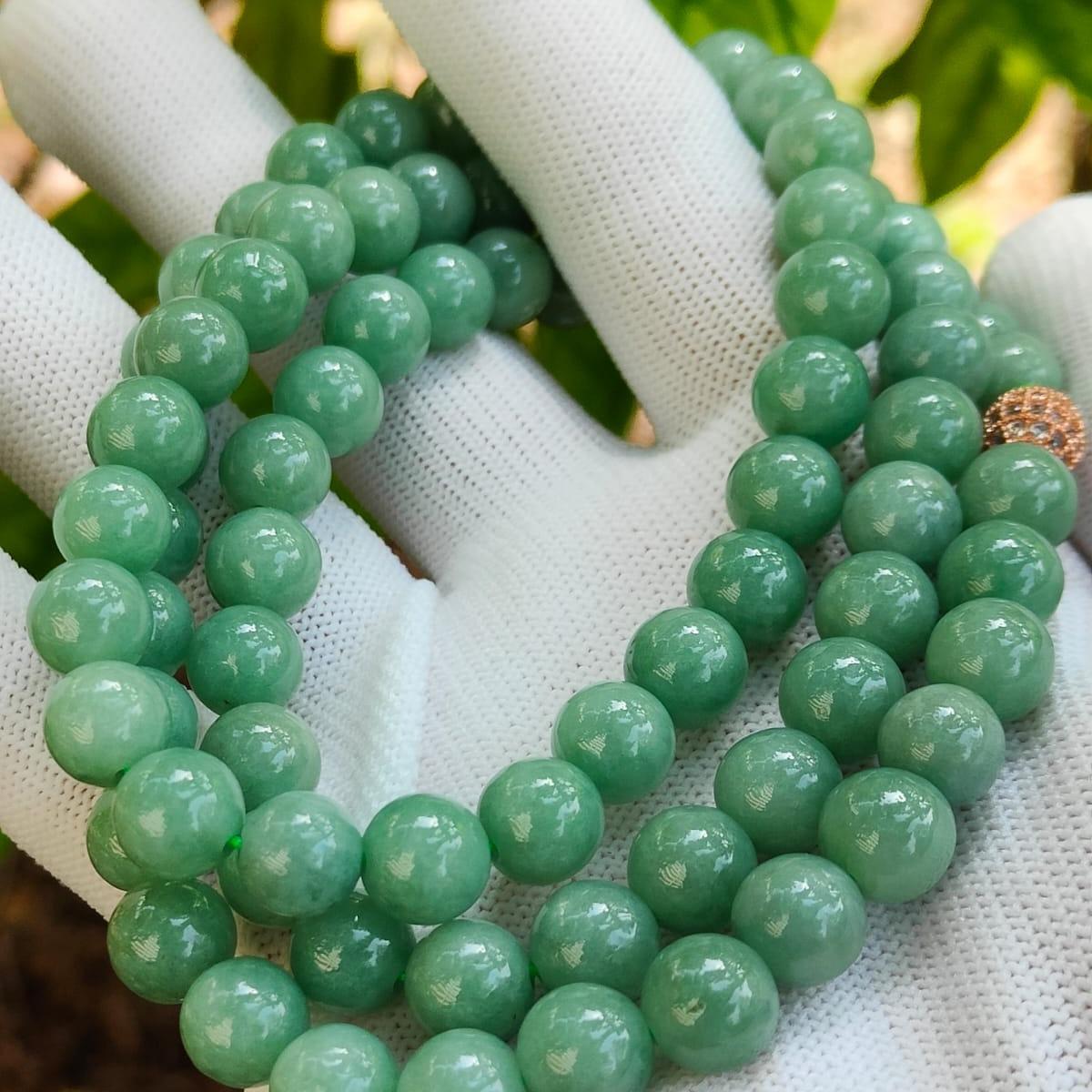 82 Green 9mm Beads Natural Type A jadeite Jade as Necklace or Bracelet certificate weighs 103.22 grams - 90 % Perfect (bracelet39) Yi Pin Qian Jadeites Jade Jewelry ~Your Precious Quintessential ~ Singapore