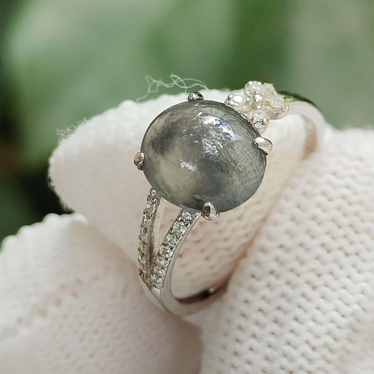 🪨💧🌀 Natural Type A Black Jadeite Ring – Grounding Energy + Wealth Flow (Sku: s925ring37)